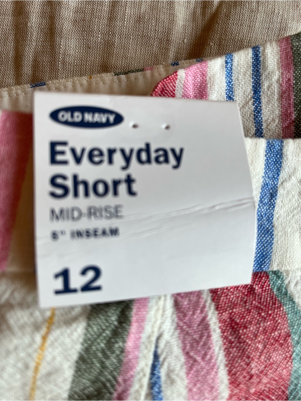 Old Navy Shorts 12 Linen-Blend Bermuda Shorts Multi-Color Striped - Picture 2 of 7